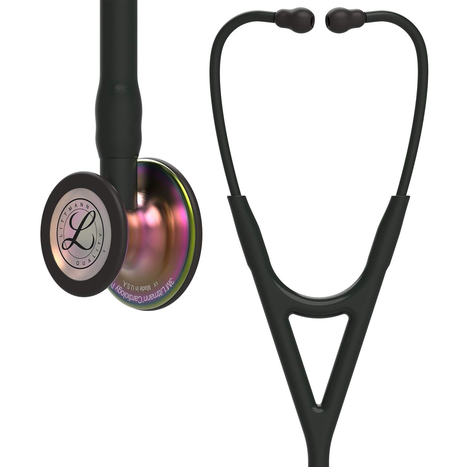 3M Littmann Cardiology IV Diagnostic Stethoscope (6165) Rainbow-Finish Chestpiece Black Tube Stem