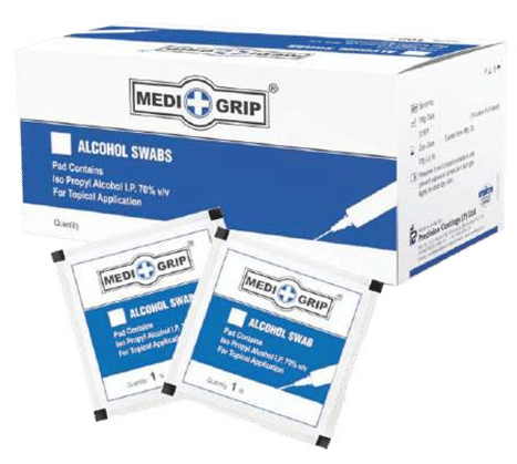 10 x  Medigrip Alcohol Swabs - 3cm x 6cm Pack of 100 (ASWAB PB16)