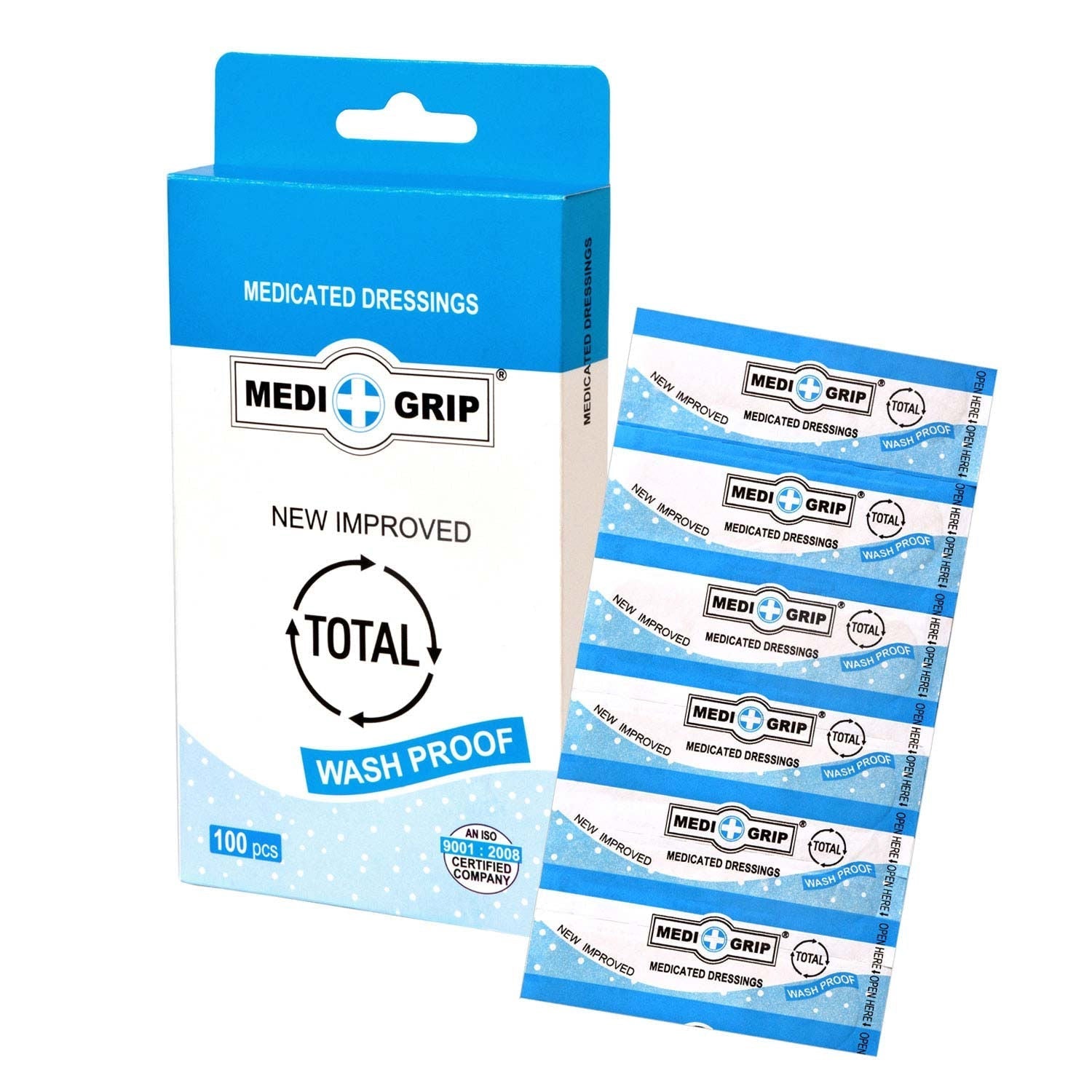 3 x  Medigrip Total Washproof Adhesive Bandage - 19mm x 70mm Paper Box WOPB16 Pack of 100