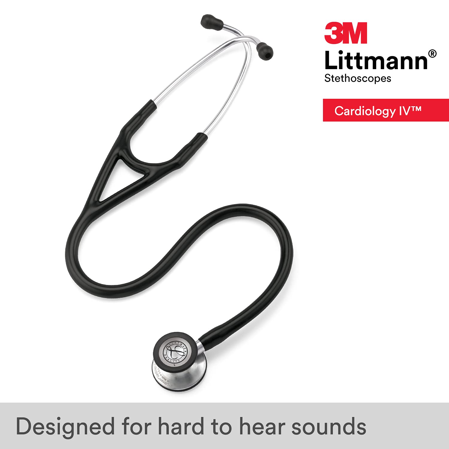 3M Littmann Cardiology IV Stethoscope (6152) - Standard Finish Chestpiece Black Tube