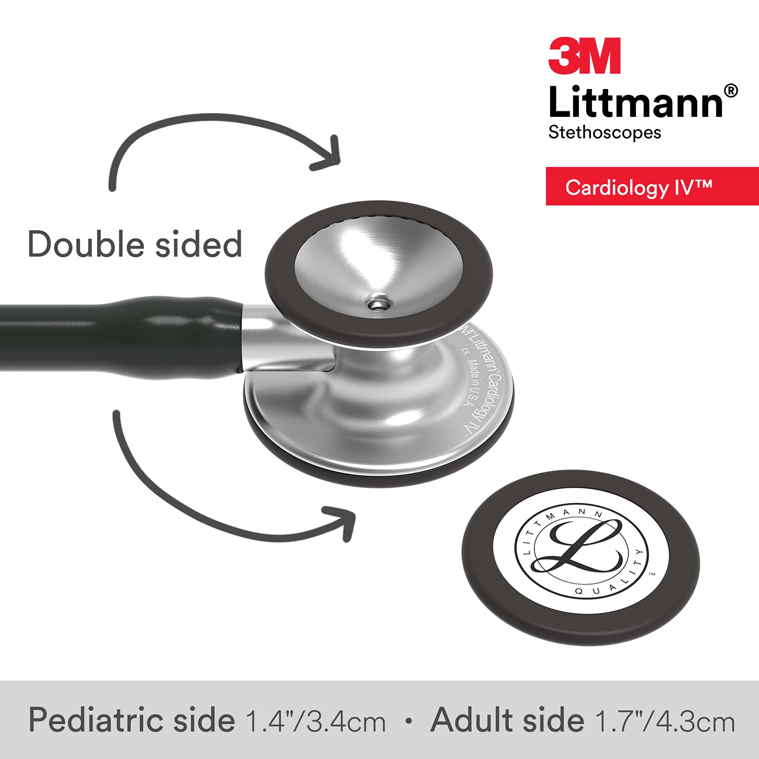 3M Littmann Cardiology IV Stethoscope (6152) - Standard Finish Chestpiece Black Tube